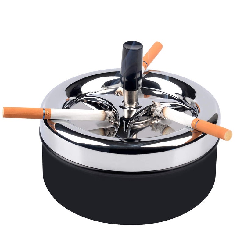 ONE250 Round Push Down Stainless Steel Modern Tabletop Cigarette Ashtray with Spinning Tray, Cigarette Ashtray for Indoor or Outdoor Use, Ash Holder for Smokers, Smoking Ash Tray for Home Office - Image 4